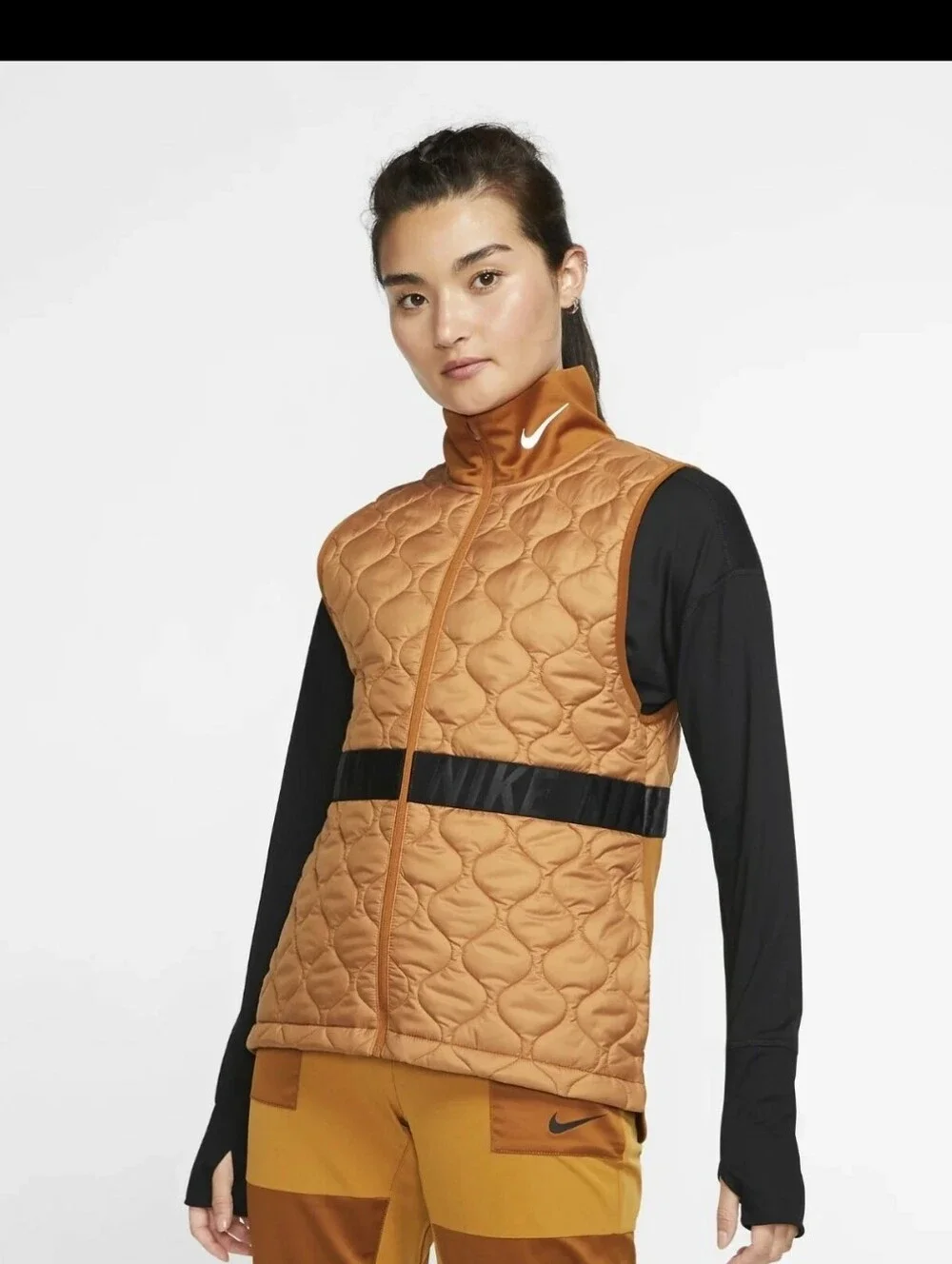 Nike Women's AeroLayer Burnt Sienna/Black Running Vest NWT, Size Large Quilted - Picture 8 of 11
